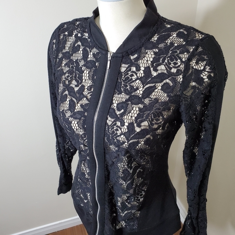 Cleo Zip-Up See Through Lace Jacket Size Small - Picture 2 of 10